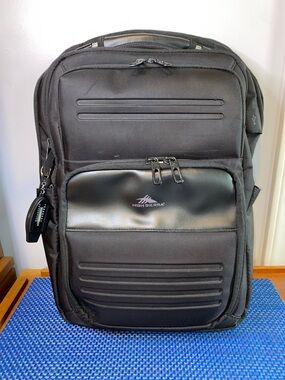 High Sierra Elite Pro Business Backpack in black, preowned, scuffs on bottom